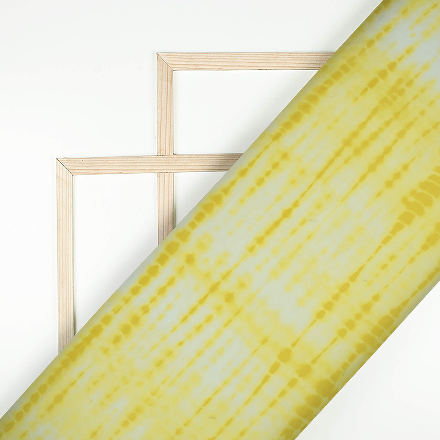 Yellow And White Shiiborii Pattern Digital Print Georgette Fabric