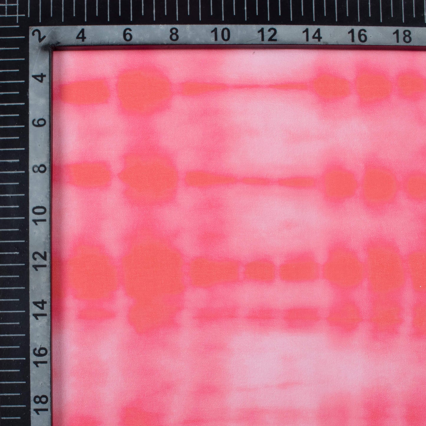 Punch Pink And White Shiiborii Pattern Digital Print Georgette Fabric
