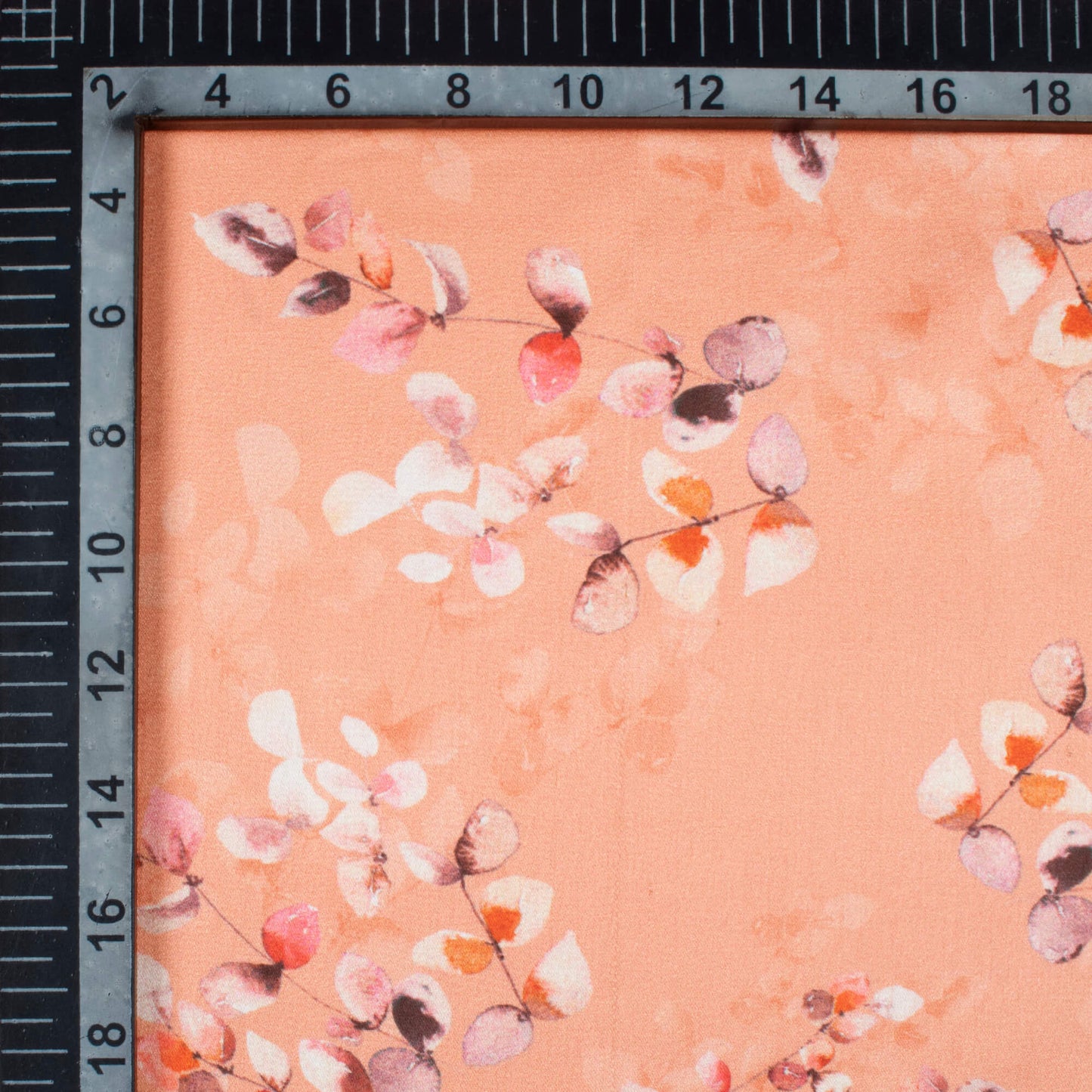 Salmon Orange And Peach Floral Pattern Digital Print Japan Satin Fabric