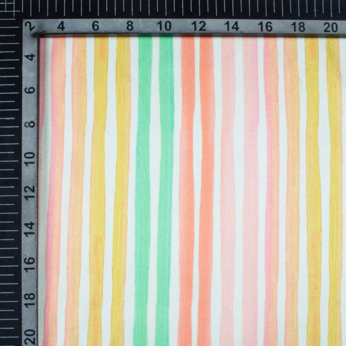 Pale Pink And Jade Green Stripes Pattern Digital Print Japan Satin Fabric