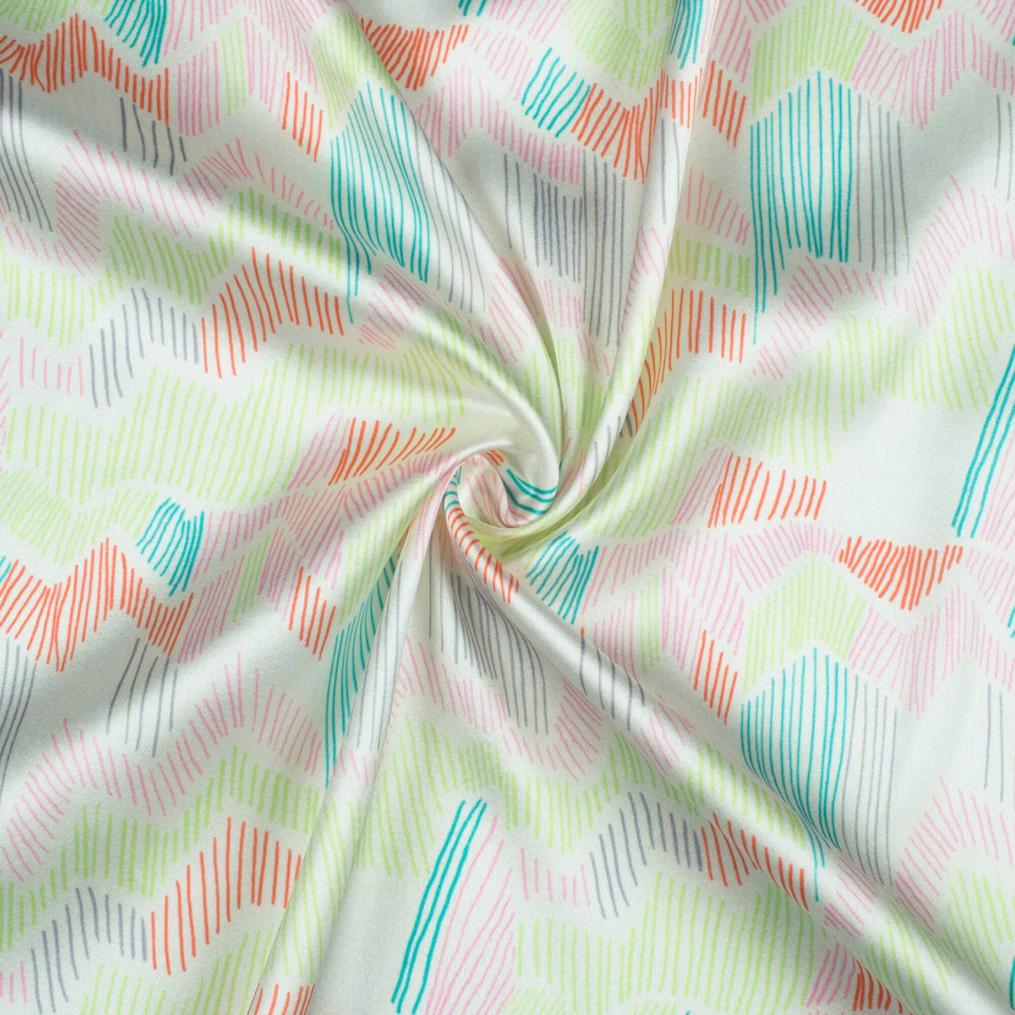 Taffy Pink And Red Chevron Pattern Digital Print Japan Satin Fabric