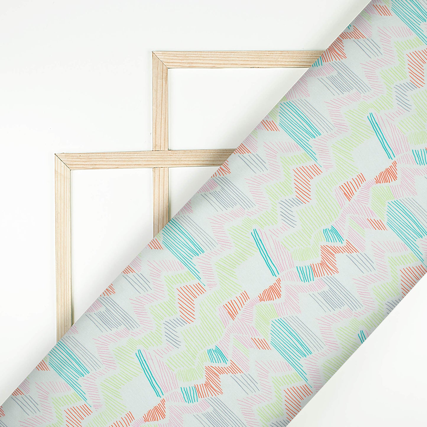 Taffy Pink And Red Chevron Pattern Digital Print Japan Satin Fabric