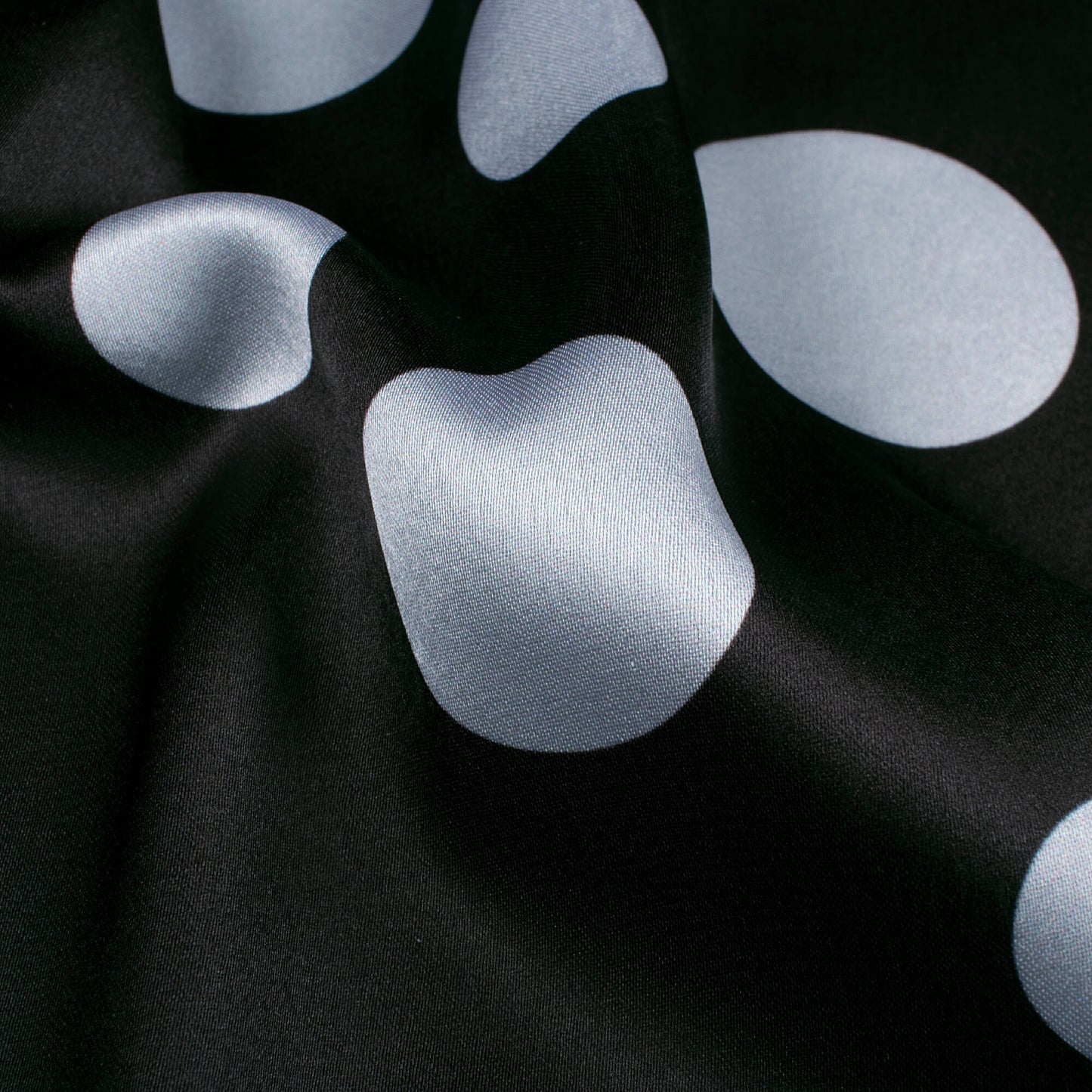 Black And White Polka Dots Pattern Digital Print Japan Satin Fabric