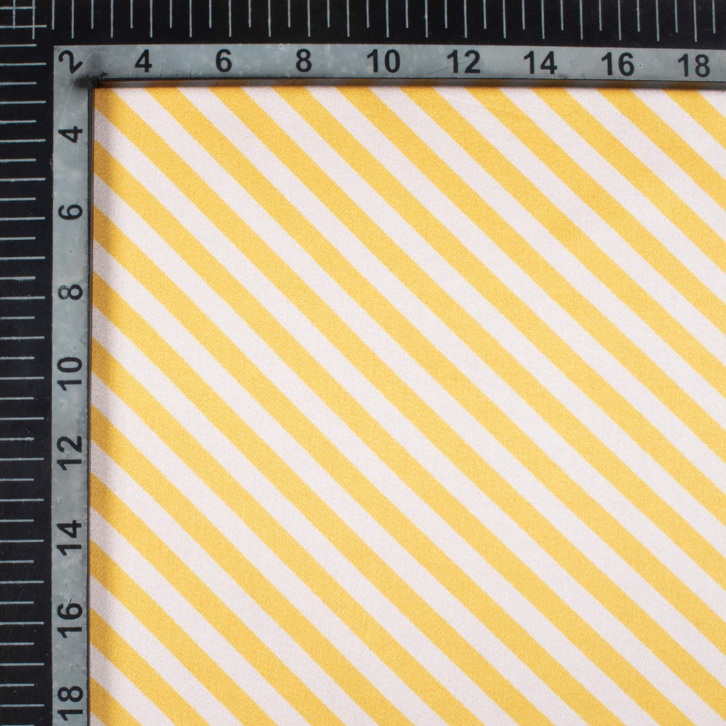 Dijon Yellow And White Stripes Pattern Digital Print Japan Satin Fabric