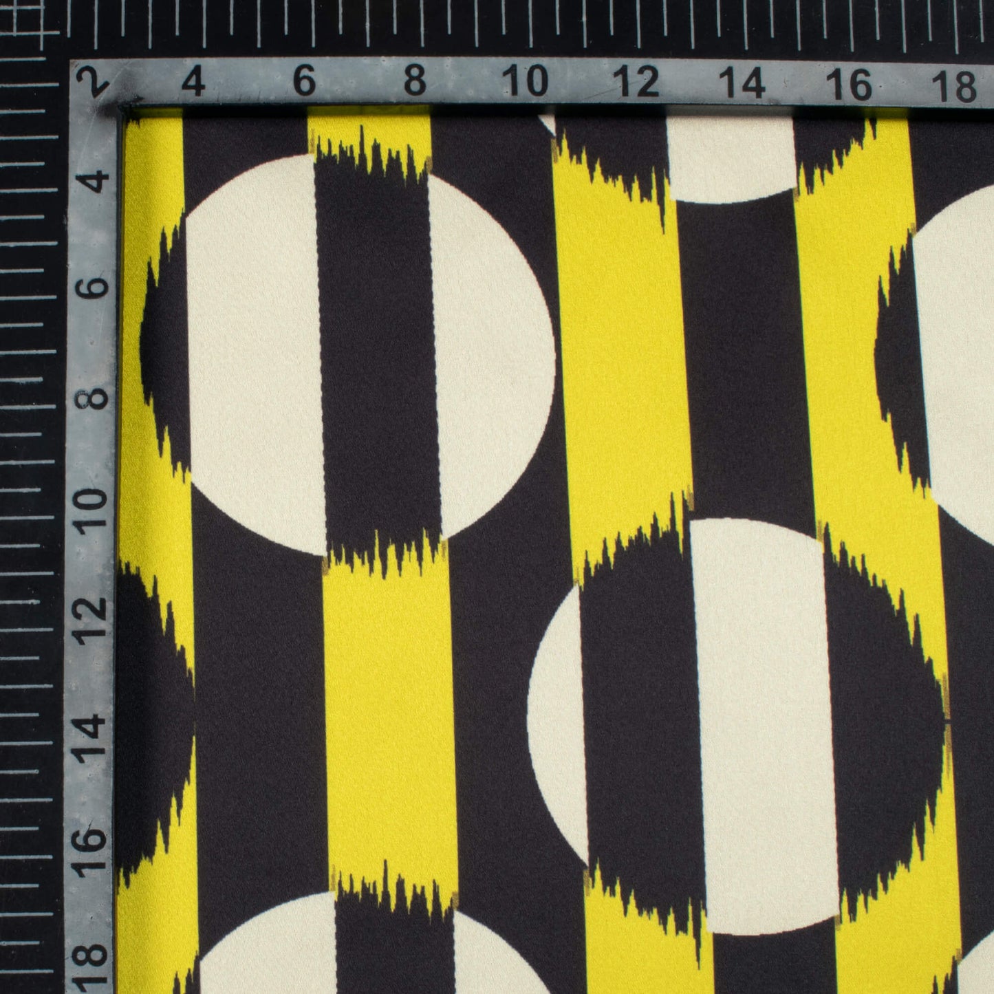 Black And Bumblebee Yellow Geometric Pattern Digital Print Japan Satin Fabric