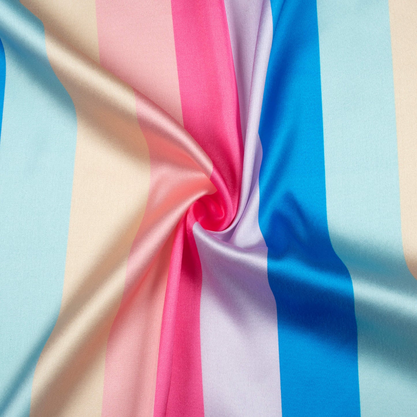 Royal Blue And Pink Stripes Pattern Digital Print Japan Satin Fabric