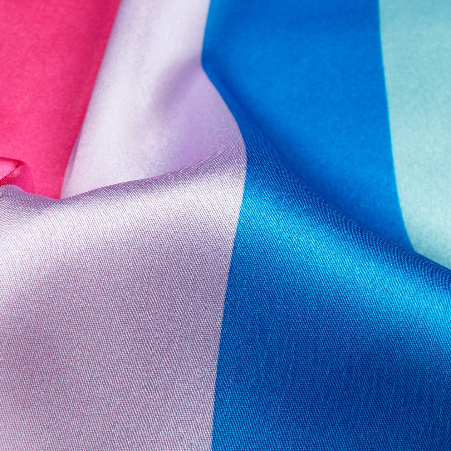 Royal Blue And Pink Stripes Pattern Digital Print Japan Satin Fabric