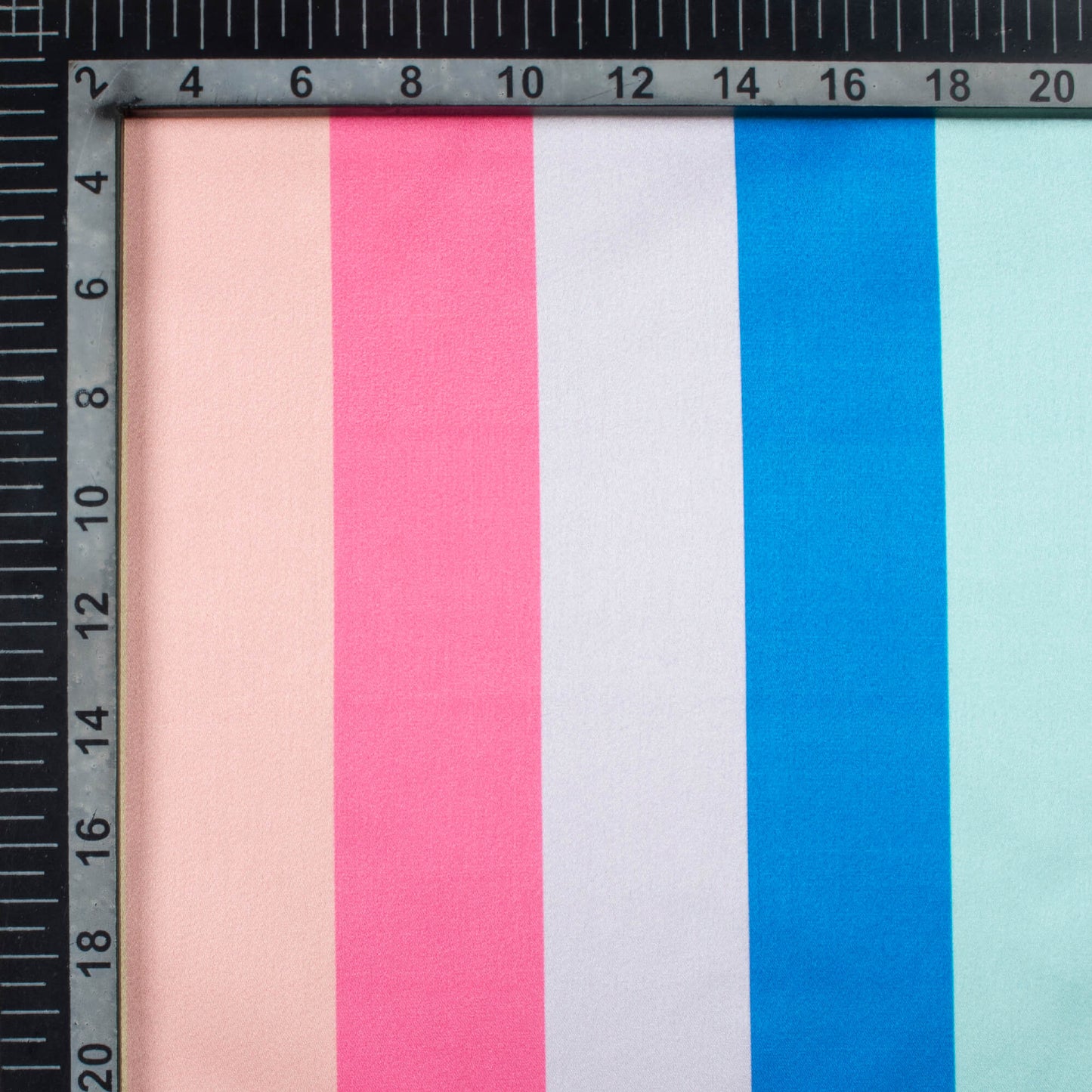 Royal Blue And Pink Stripes Pattern Digital Print Japan Satin Fabric
