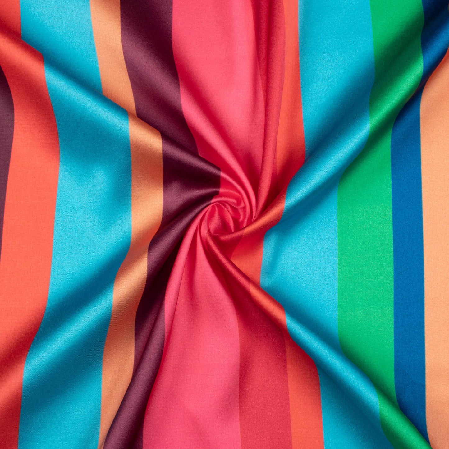 Multi-Color Stripes Pattern Digital Print Japan Satin Fabric