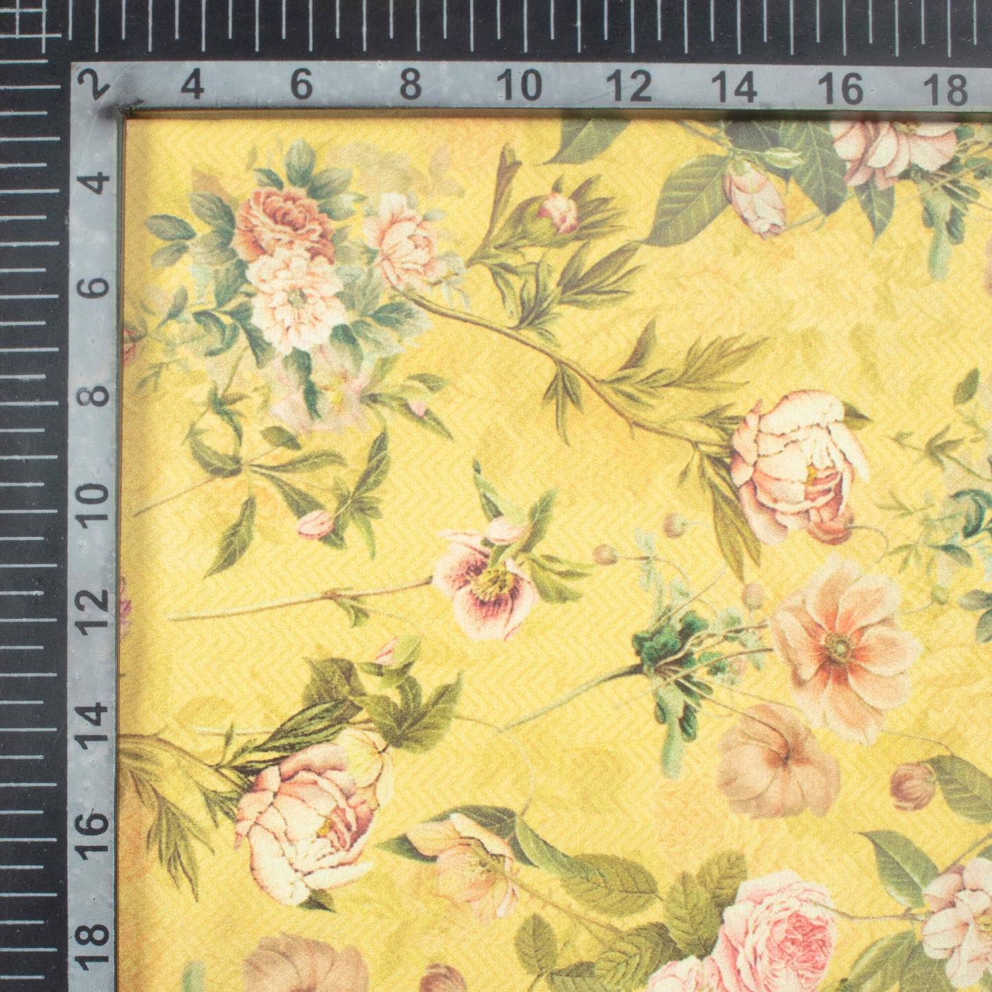 Dijon Yellow And Pink Floral Pattern Digital Print Japan Satin Fabric