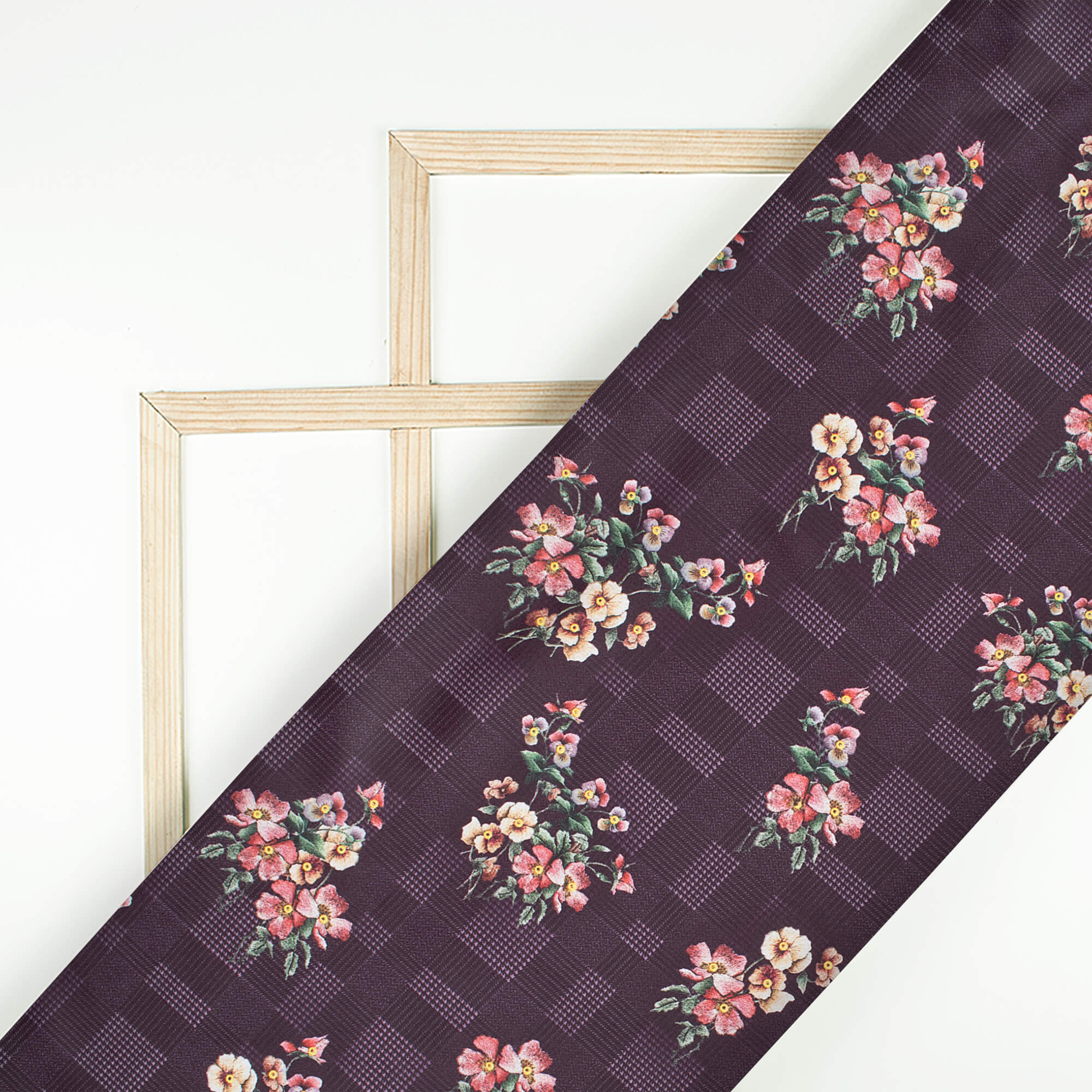 Lightweight satin fabric by the yard - Dusty purple and pink floral pr –  MONSARFABRICS