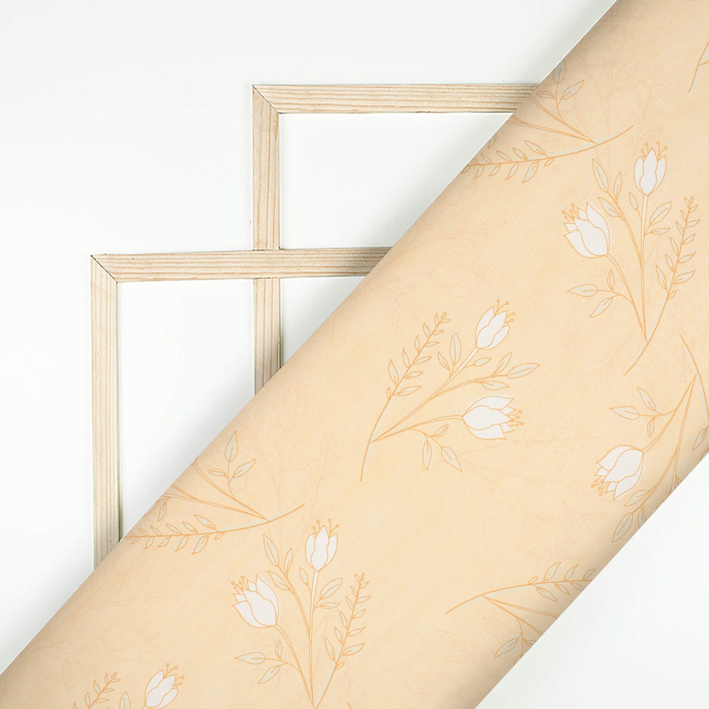 Salmon Orange And White Floral Pattern Digital Print Japan Satin Fabric
