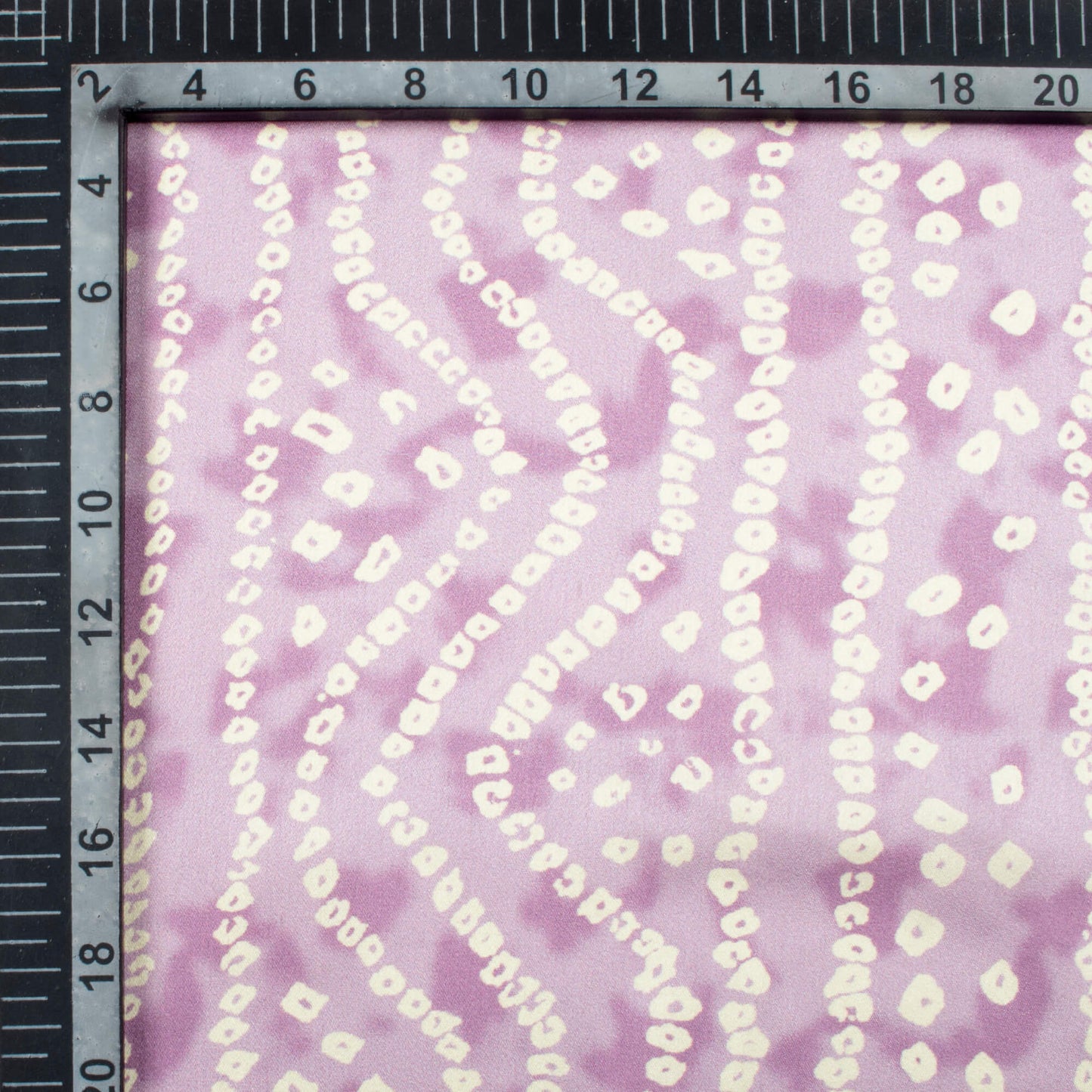 Heather Purple And Cream Bandhanii Pattern Digital Print Japan Satin Fabric