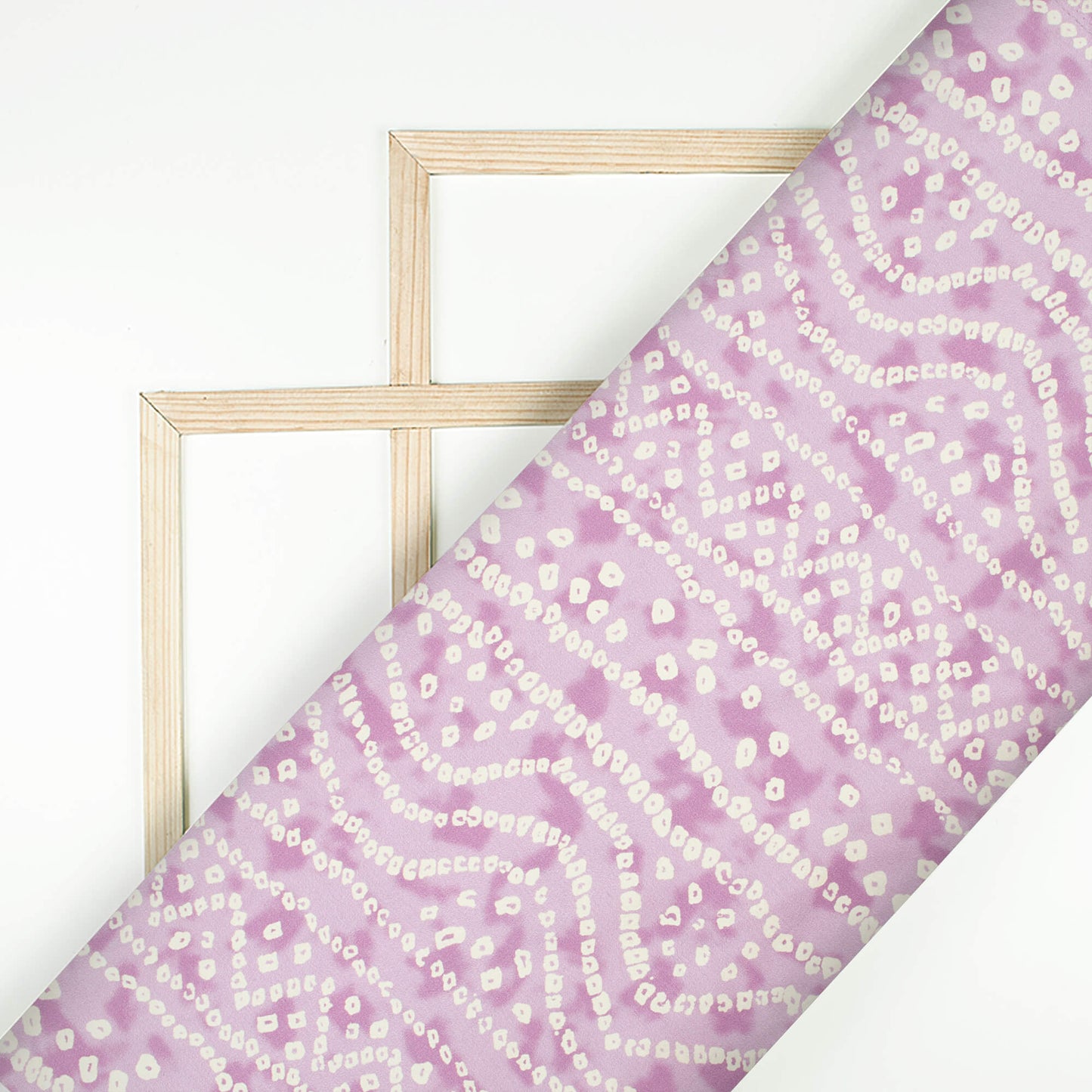 Heather Purple And Cream Bandhanii Pattern Digital Print Japan Satin Fabric