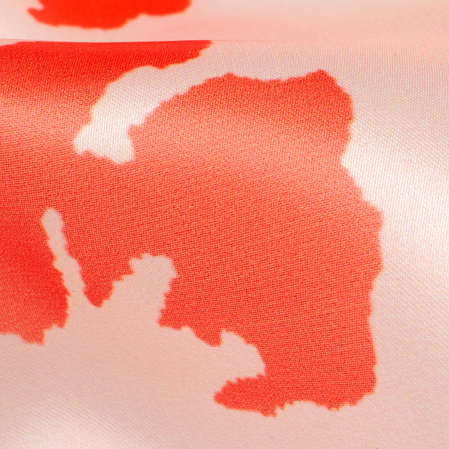 Off White And Vermilion Red Abstract Pattern Digital Print Organza Satin Fabric