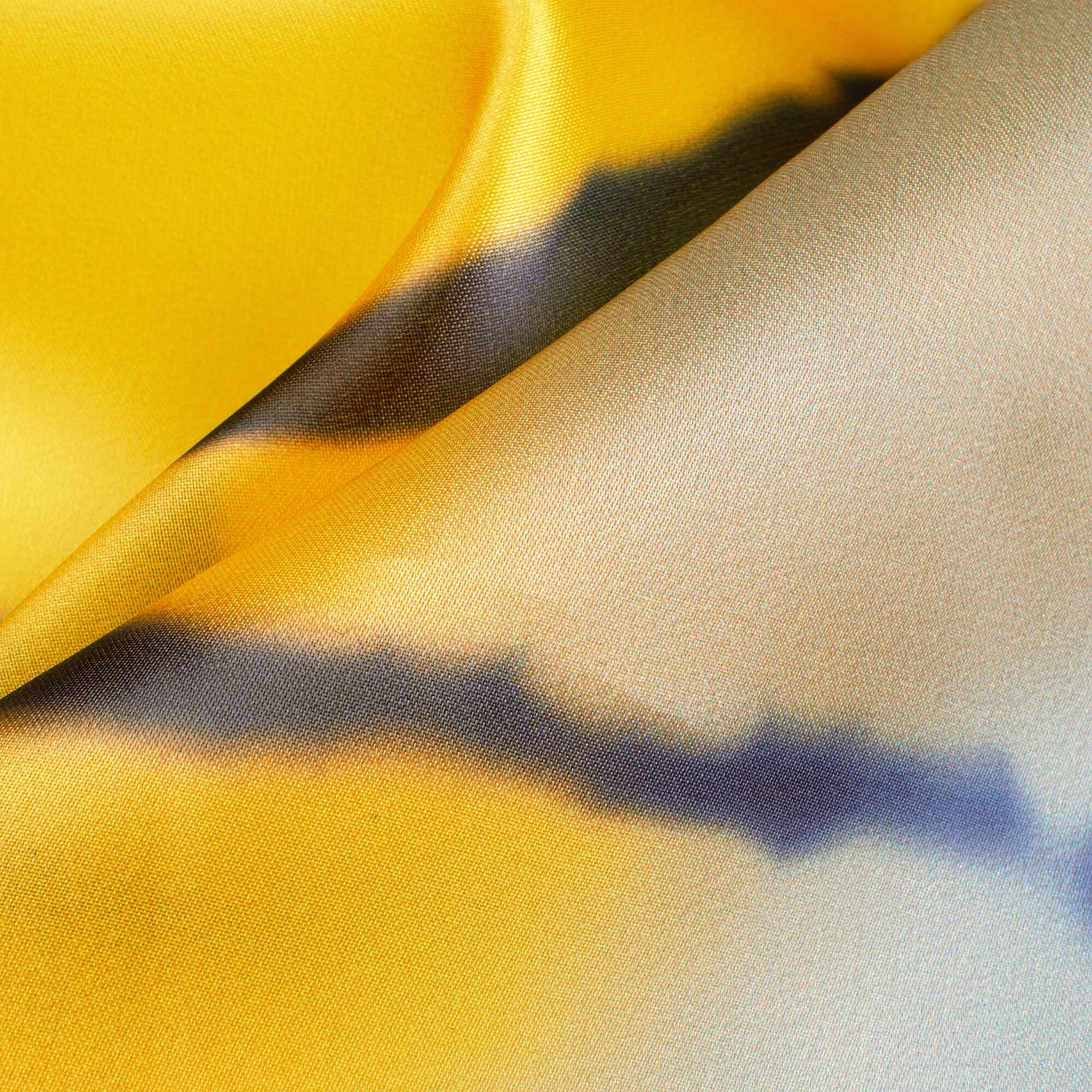 Cyber Yellow And Steel Grey Checks Pattern Digital Print Organza Satin Fabric