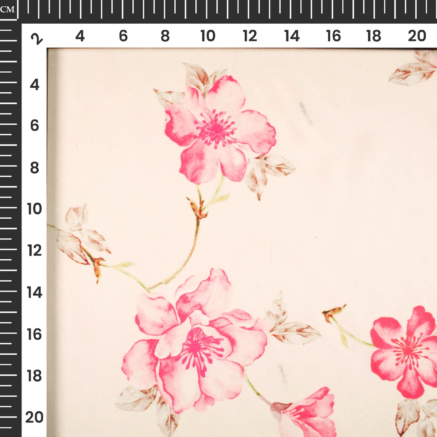 Taffy Pink Floral Pattern Digital Print Organza Satin Fabric