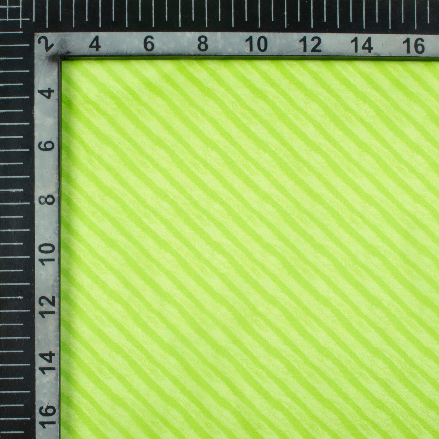 Lime Green Leheriya Pattern Digital Print Organza Satin Fabric