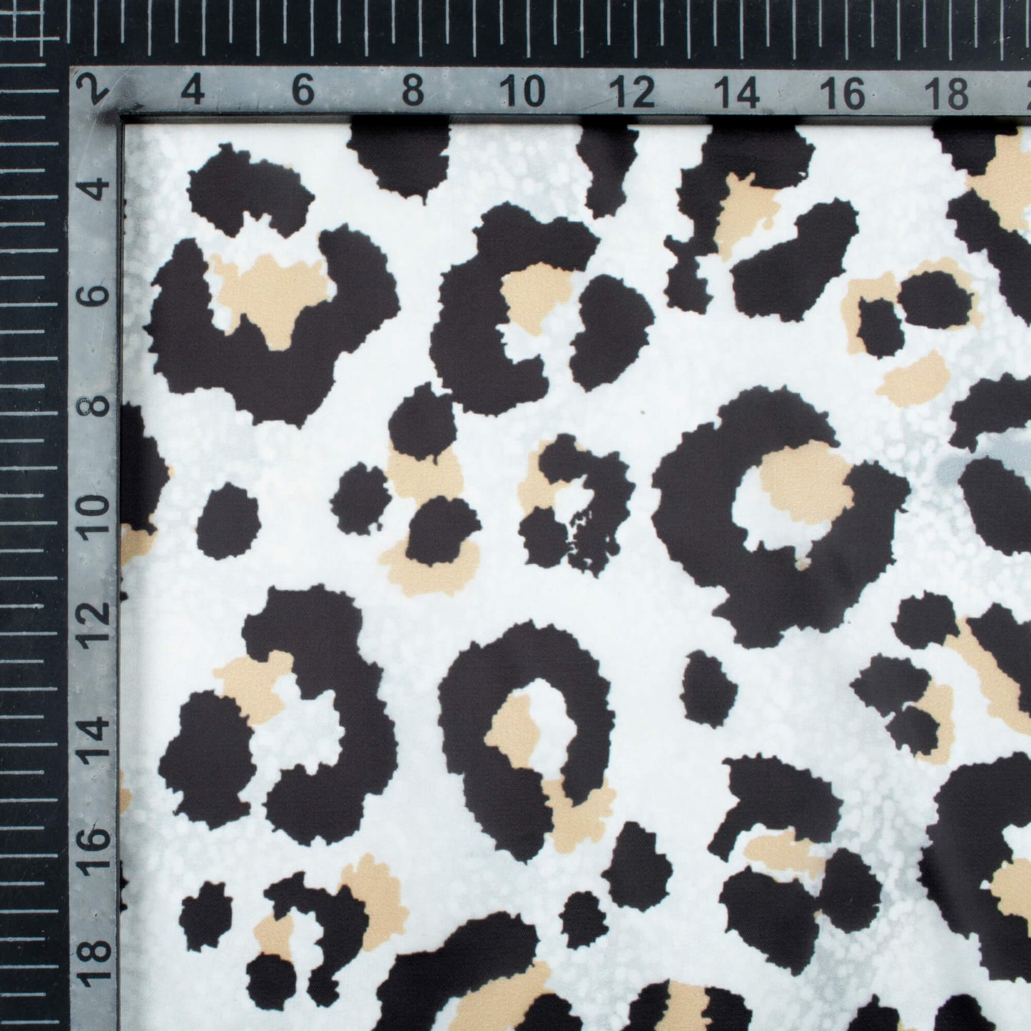 White And Black Animal Pattern Digital Print Organza Satin Fabric