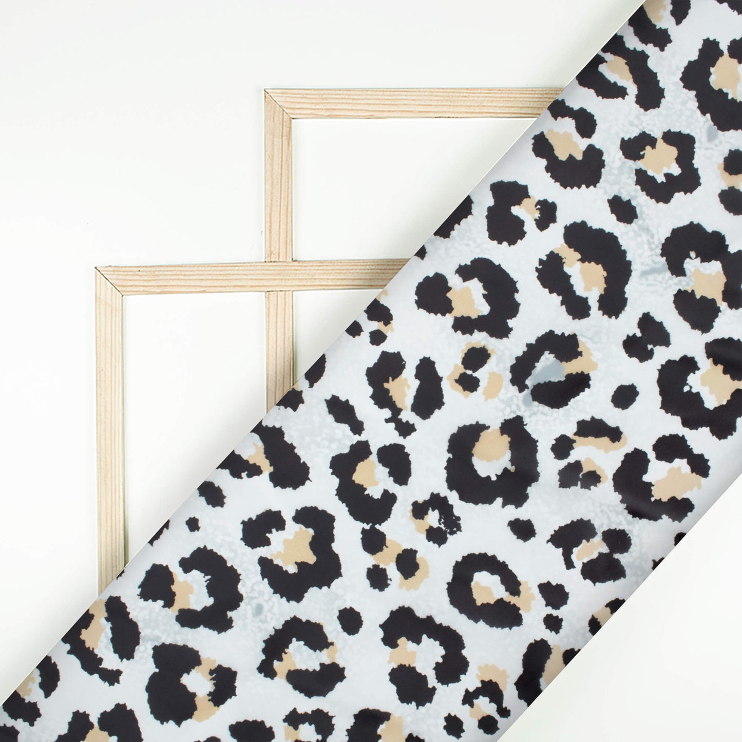 White And Black Animal Pattern Digital Print Organza Satin Fabric