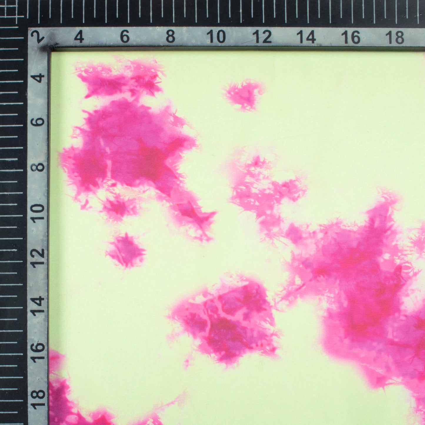 Lime Green And Magenta Purple Tye And Dye Pattern Digital Print Organza Satin Fabric