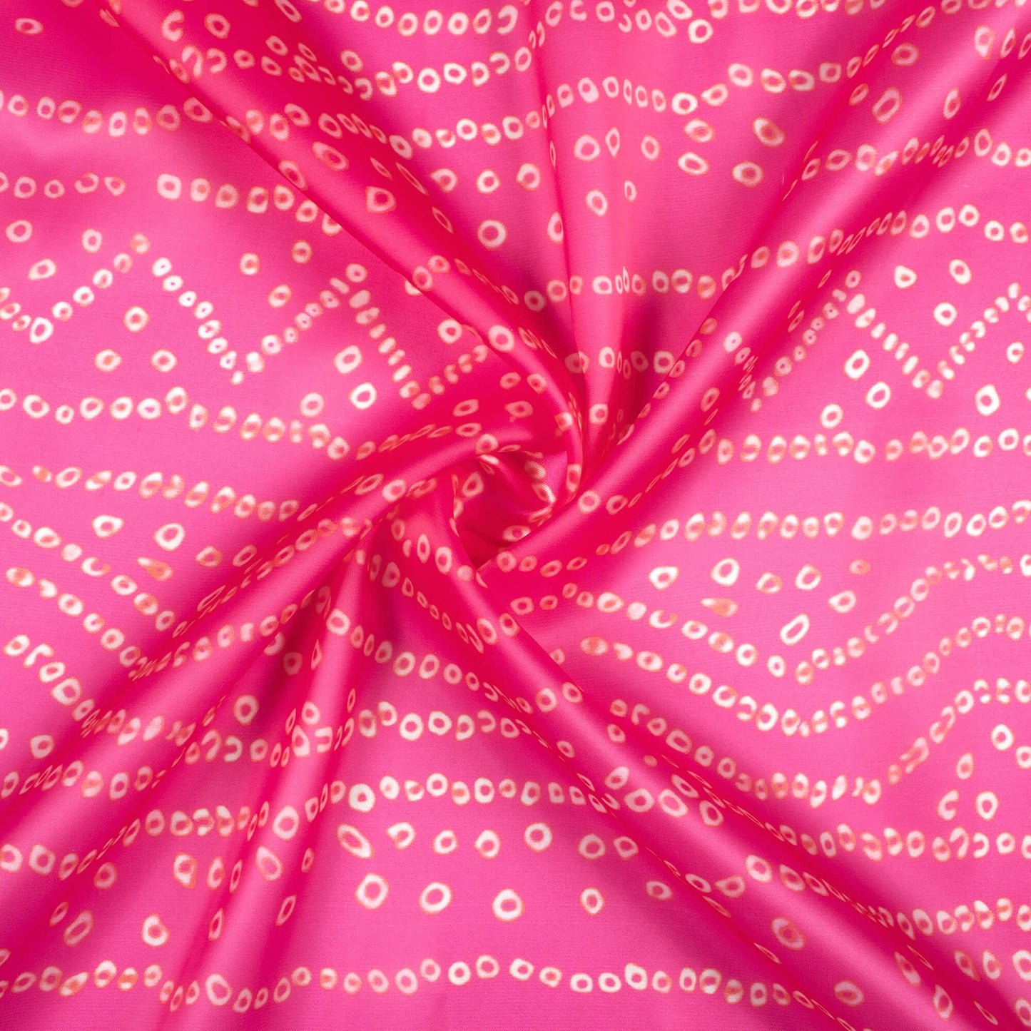 Creamy Pink Bandhanii Pattern Digital Print Organza Satin Fabric