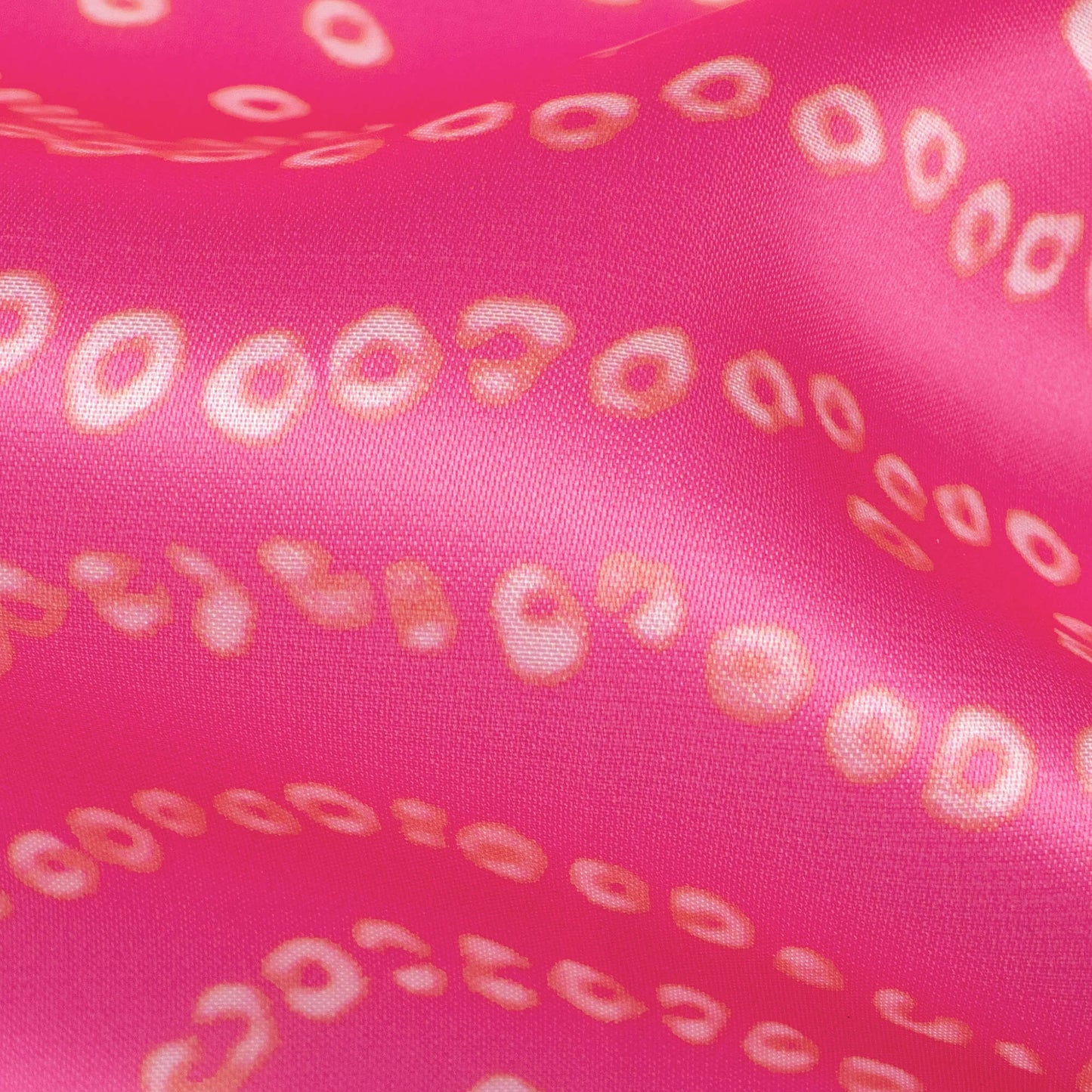 Creamy Pink Bandhanii Pattern Digital Print Organza Satin Fabric