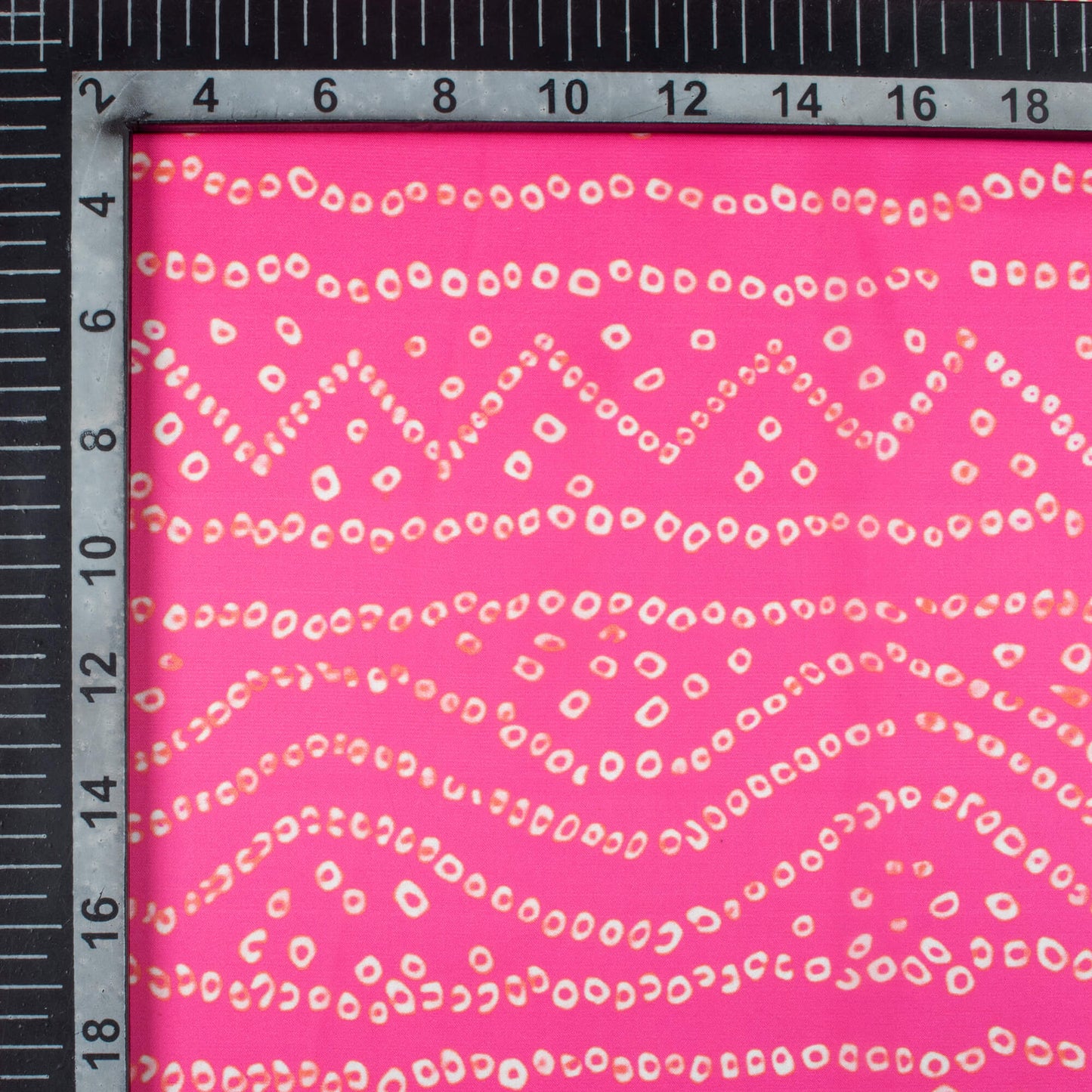 Creamy Pink Bandhanii Pattern Digital Print Organza Satin Fabric