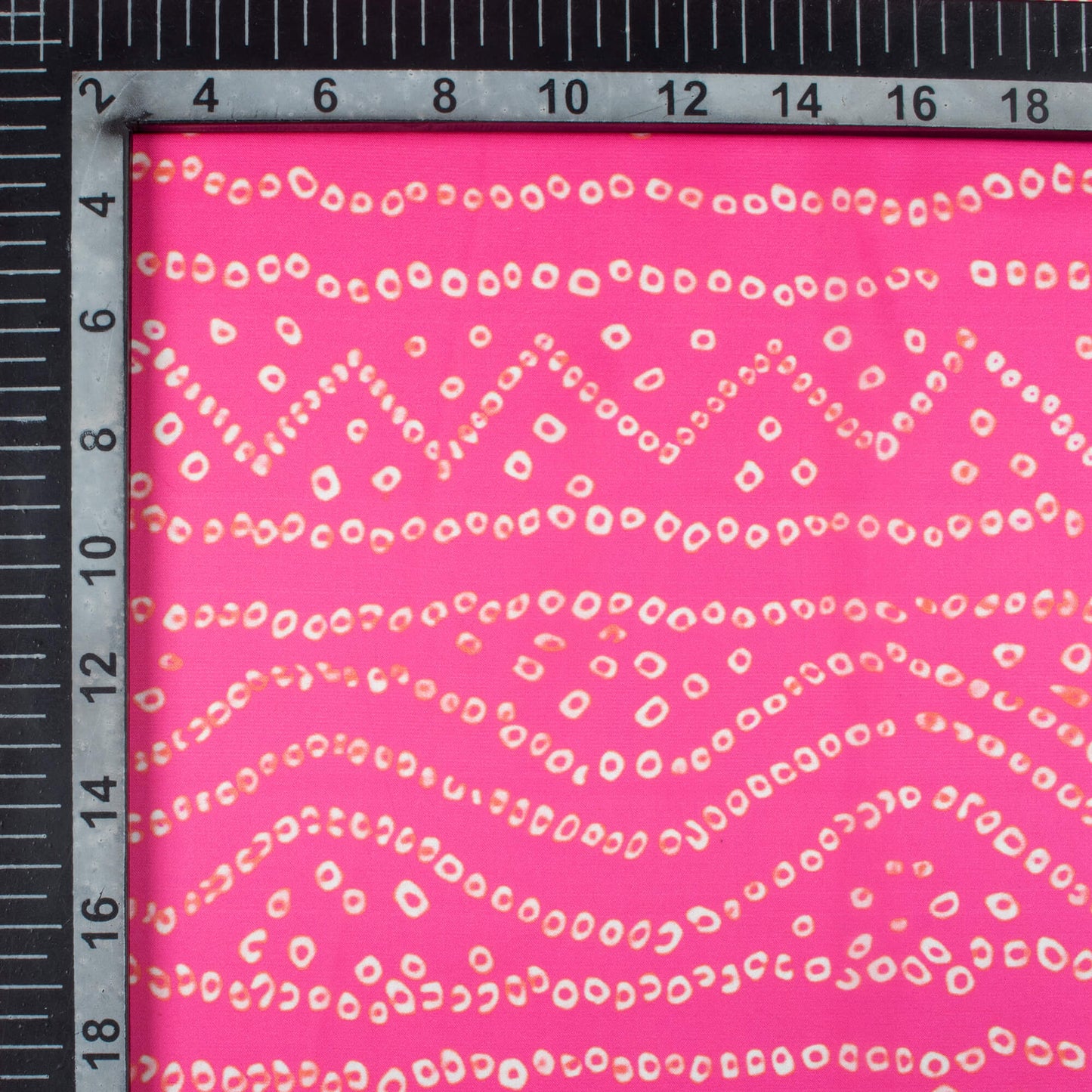 Creamy Pink Bandhani Pattern Digital Print Organza Satin Fabric
