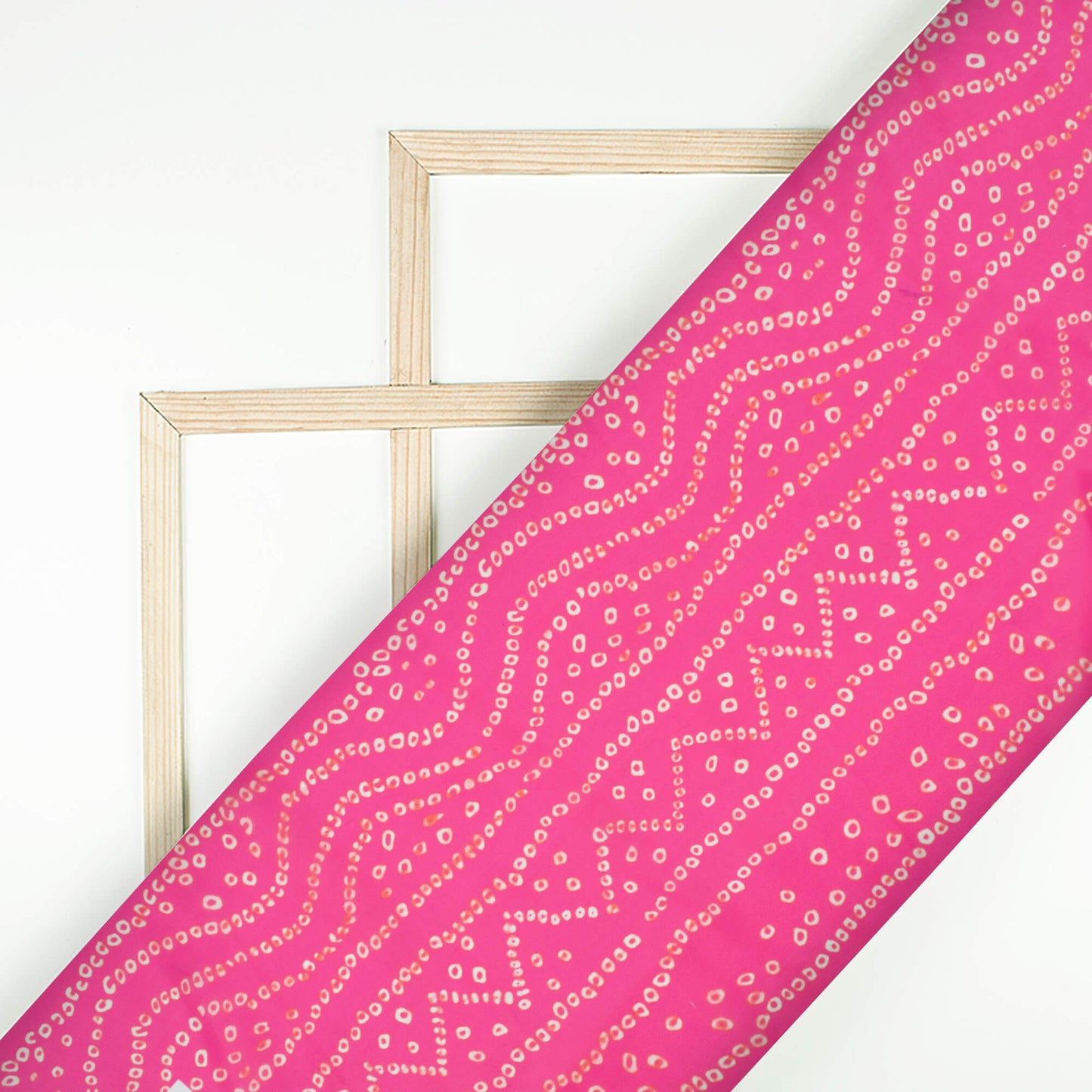 Creamy Pink Bandhanii Pattern Digital Print Organza Satin Fabric