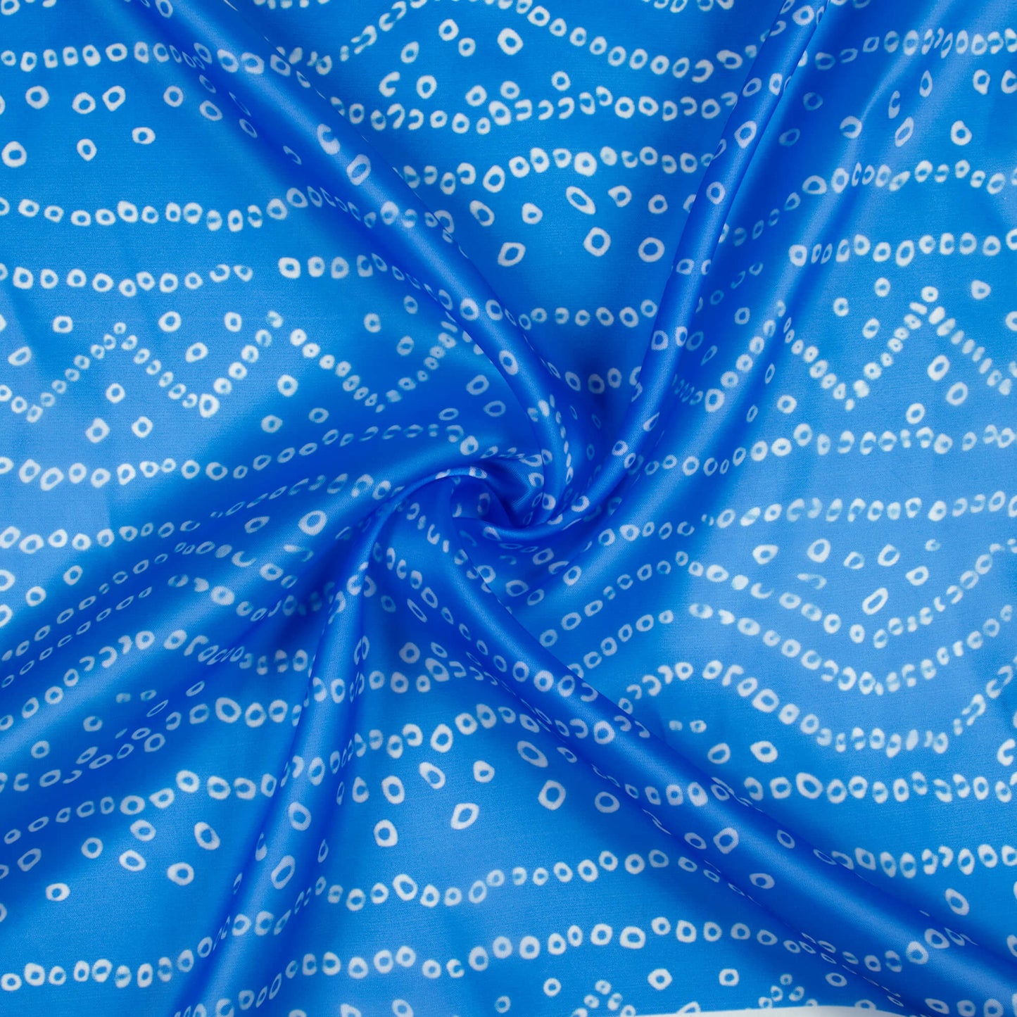 Olympic Blue Bandhanii Pattern Digital Print Organza Satin Fabric