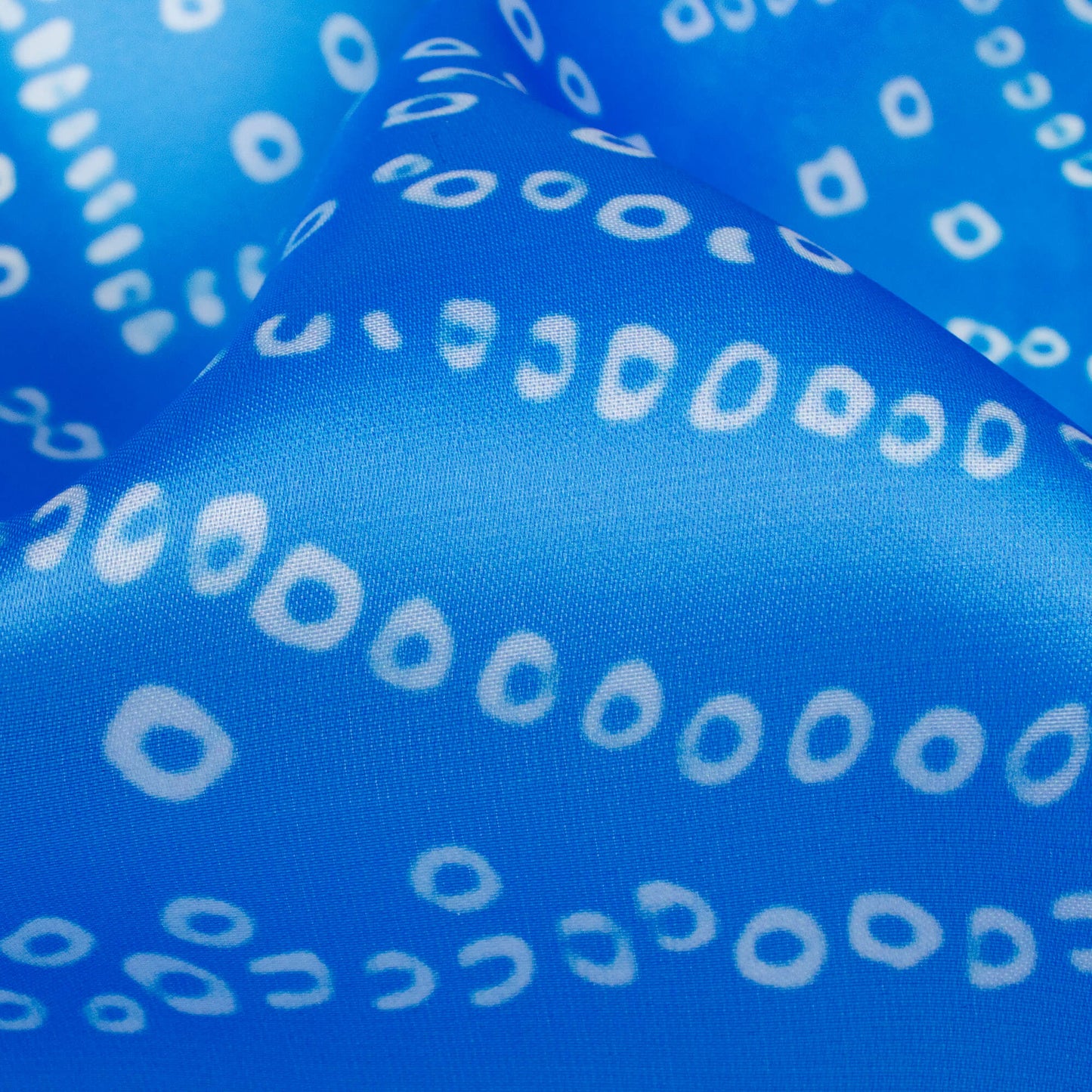 Olympic Blue Bandhanii Pattern Digital Print Organza Satin Fabric