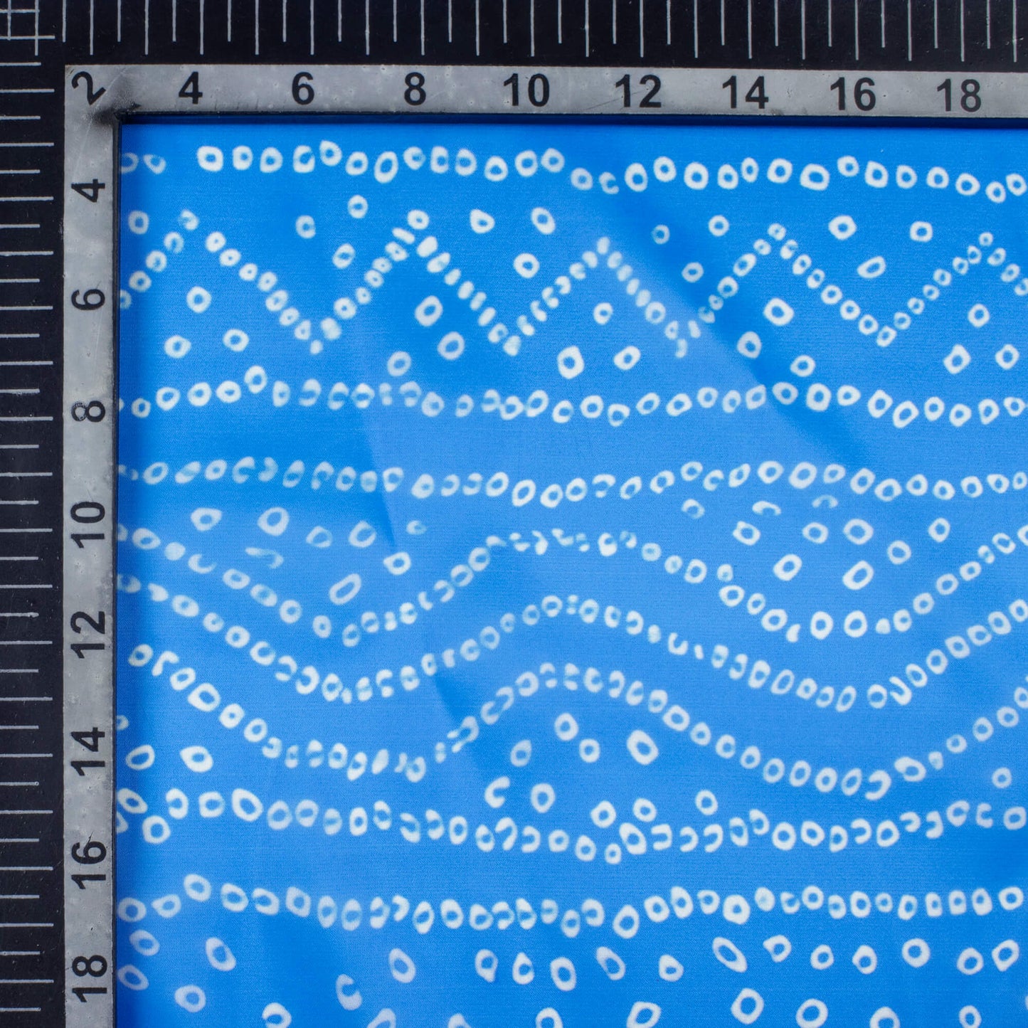 Olympic Blue Bandhanii Pattern Digital Print Organza Satin Fabric