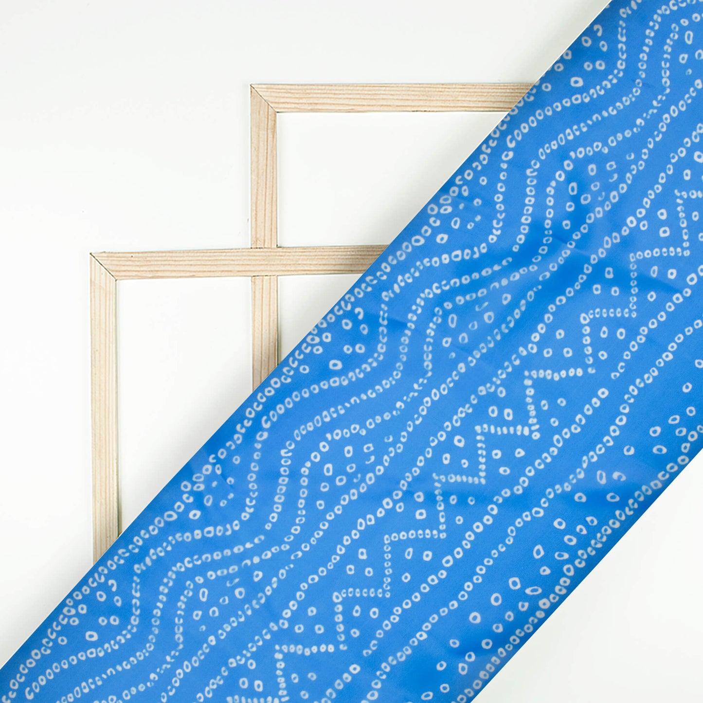 Olympic Blue Bandhanii Pattern Digital Print Organza Satin Fabric