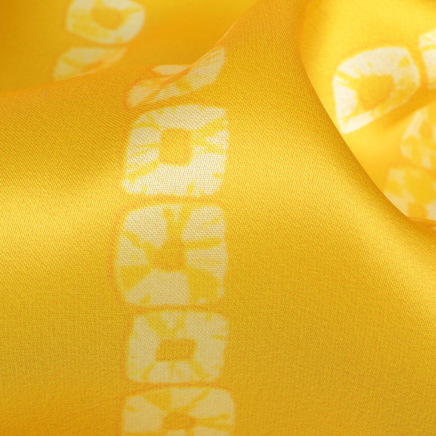 Bumblebee Yellow Bandhanii Pattern Digital Print Organza Satin Fabric