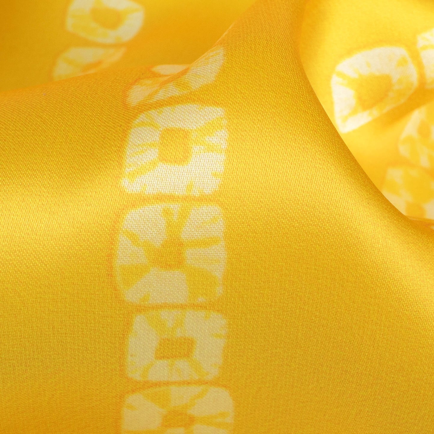 Bumblebee Yellow Bandhani Pattern Digital Print Organza Satin Fabric