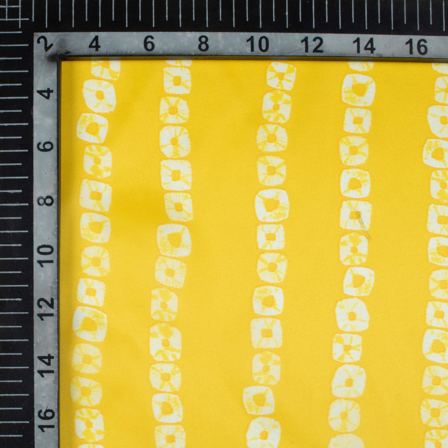 Bumblebee Yellow Bandhanii Pattern Digital Print Organza Satin Fabric