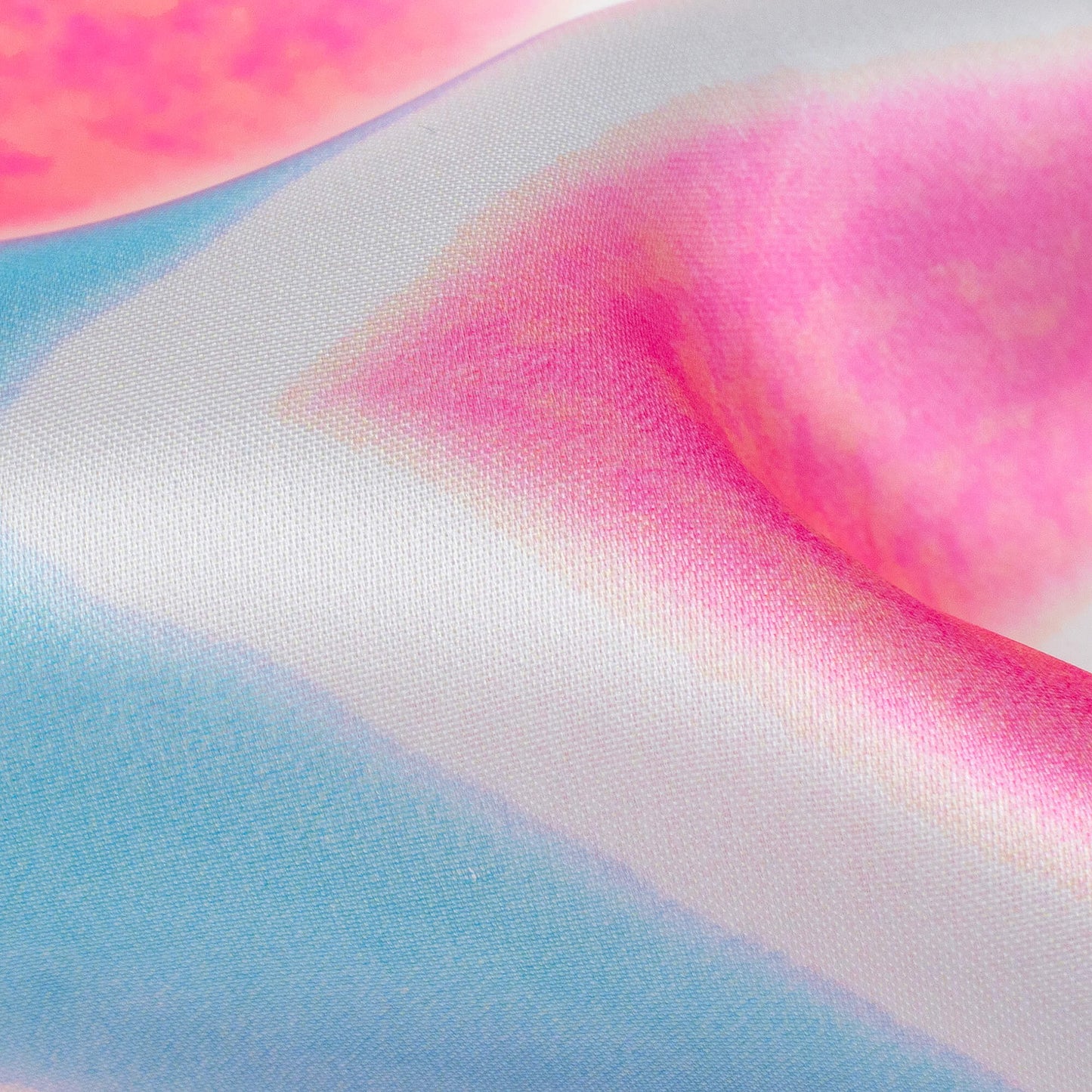 Taffy Pink And Baby Blue Chevron Pattern Digital Print Organza Satin Fabric