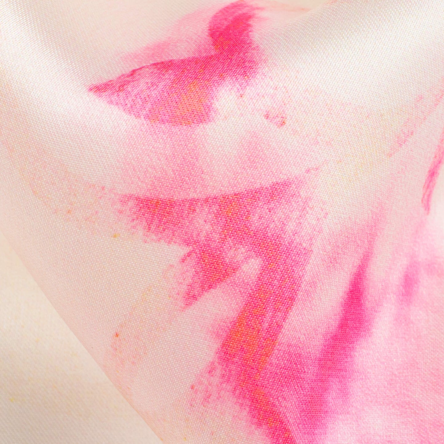Oat Beige And Pink Tye And Dye Pattern Digital Print Organza Satin Fabric