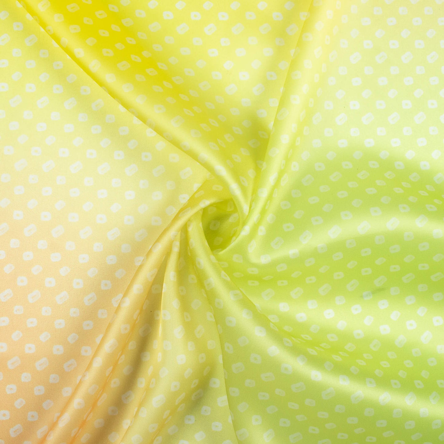 Lime Green And Yellow Ombre Pattern Digital Print Organza Satin Fabric
