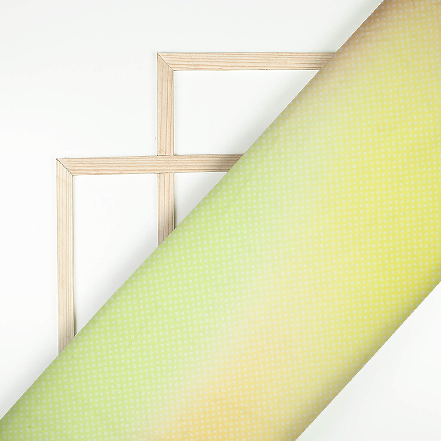 Lime Green And Yellow Ombre Pattern Digital Print Organza Satin Fabric