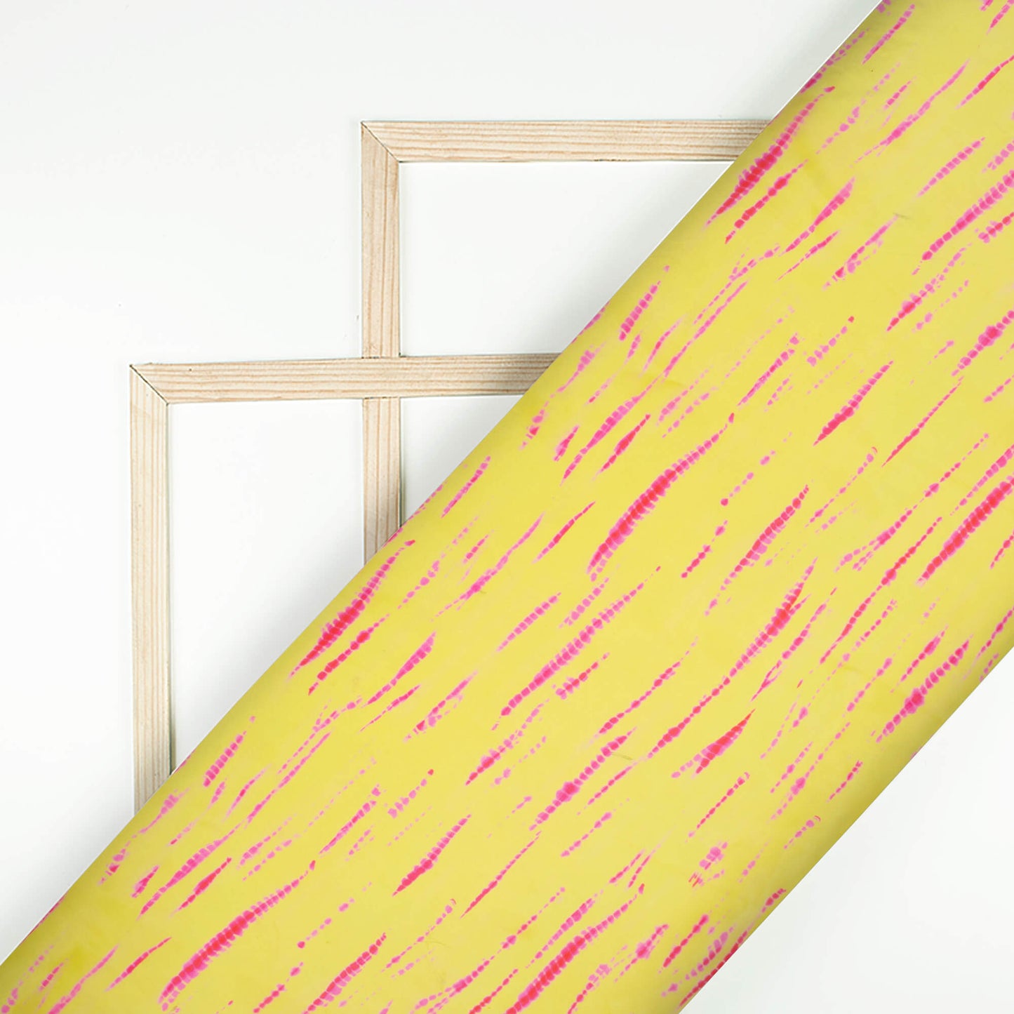 Bumblebee Yellow And Pink Shiiborii Pattern Digital Print Organza Satin Fabric
