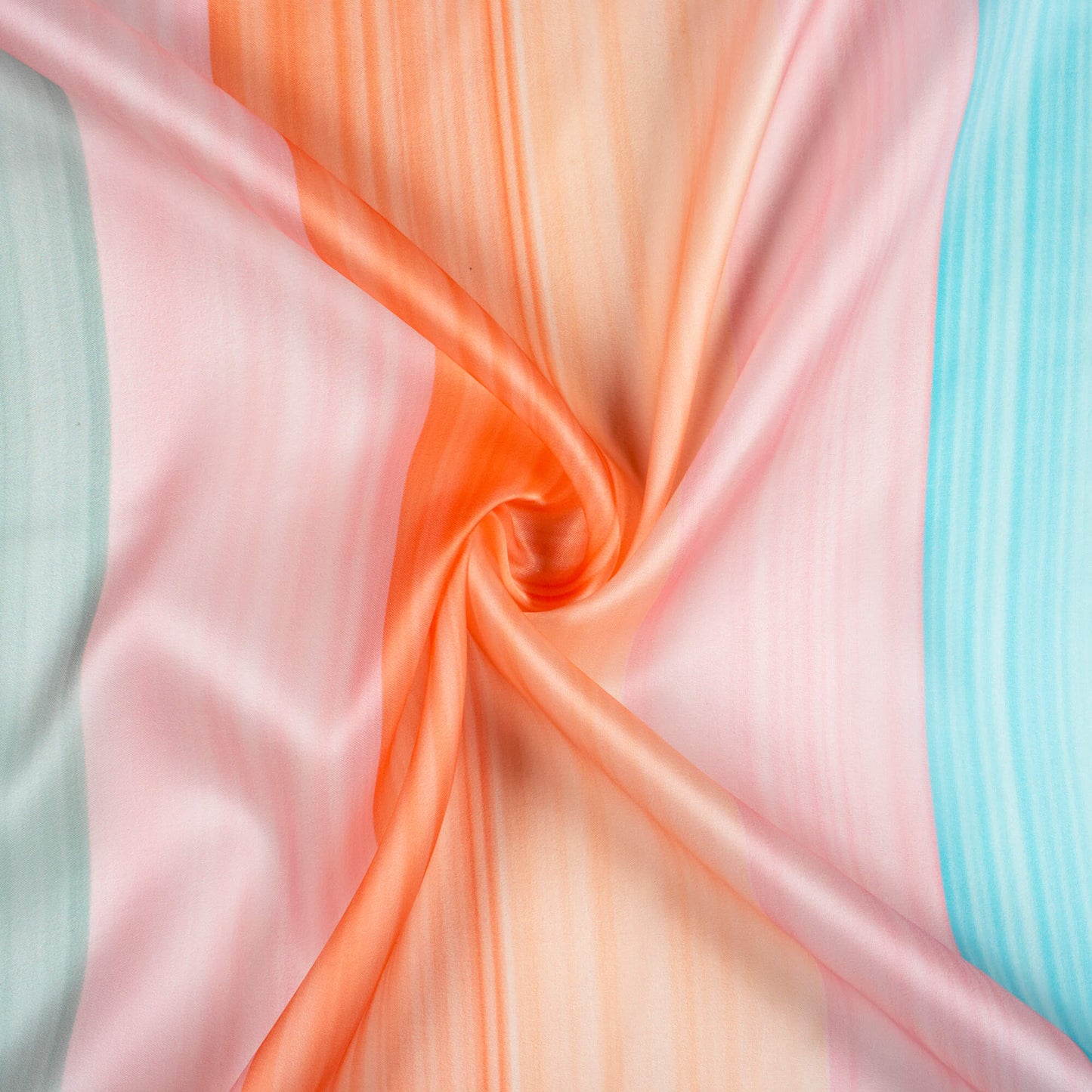 Multi-Color Stripes Pattern Digital Print Organza Satin Fabric
