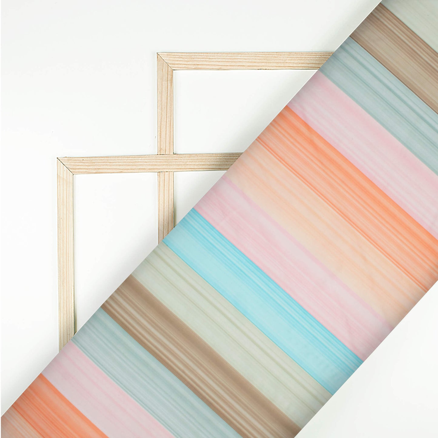 Multi-Color Stripes Pattern Digital Print Organza Satin Fabric