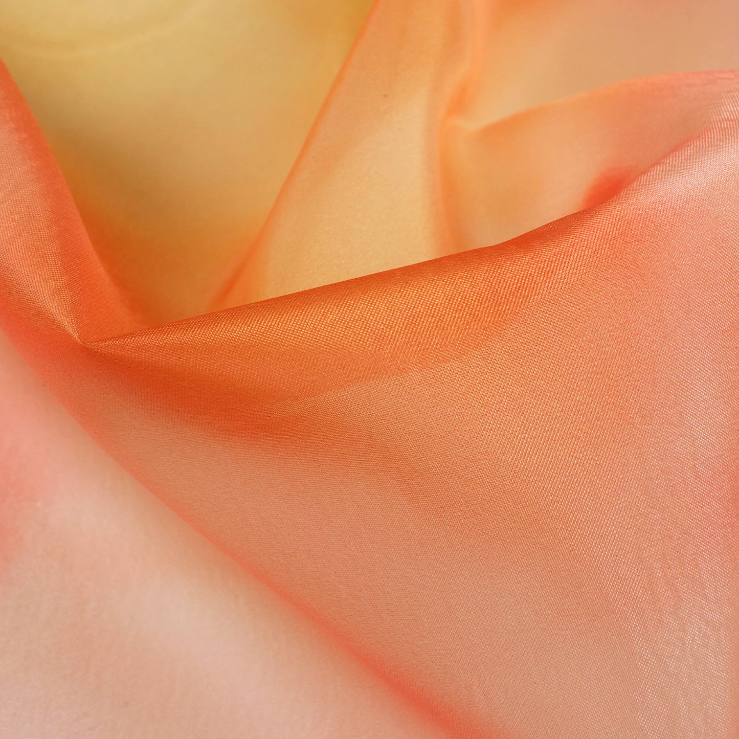 Punch Pink And Yellow Tye And Dye Pattern Digital Print Organza Satin Fabric