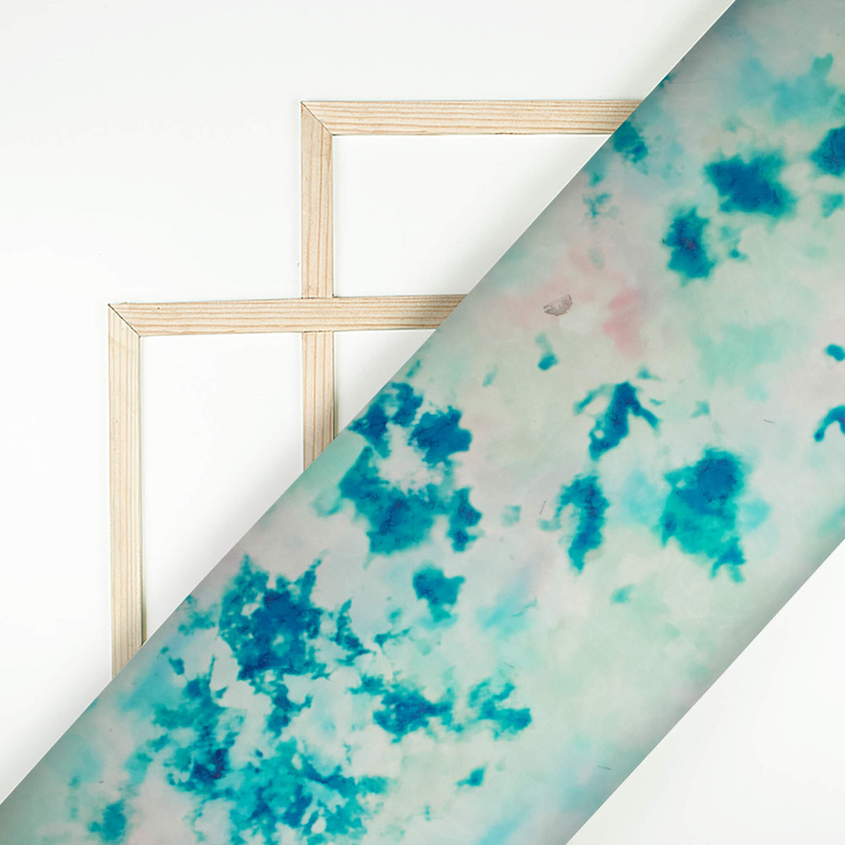 Veridian Green And Pink Tye And Dye Pattern Digital Print Organza Satin Fabric