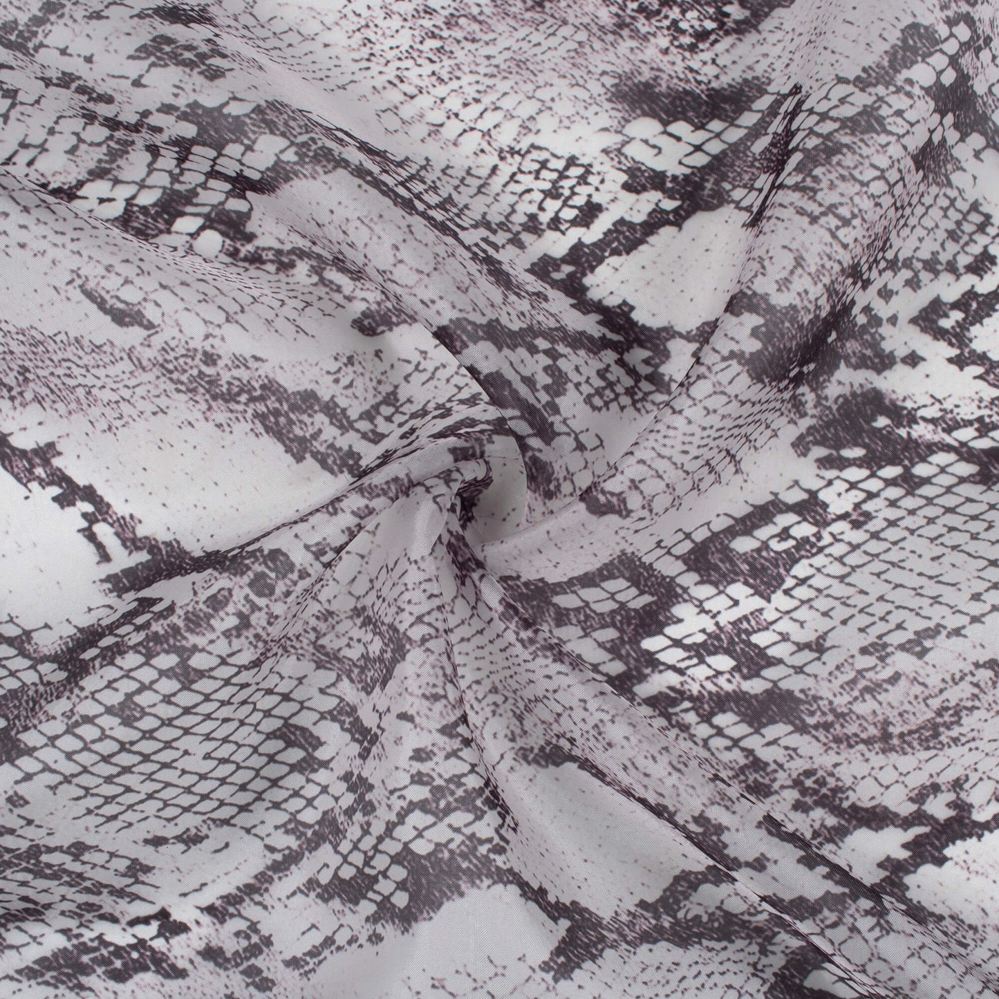 Black And Off White Animal Pattern Digital Print Organza Satin Fabric