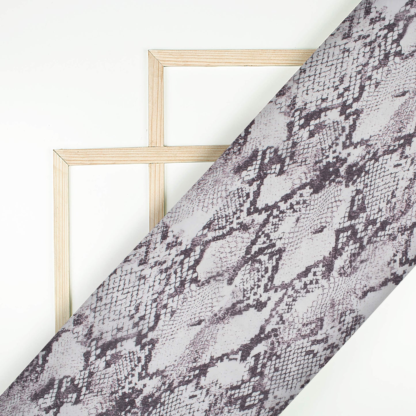 Black And Off White Animal Pattern Digital Print Organza Satin Fabric