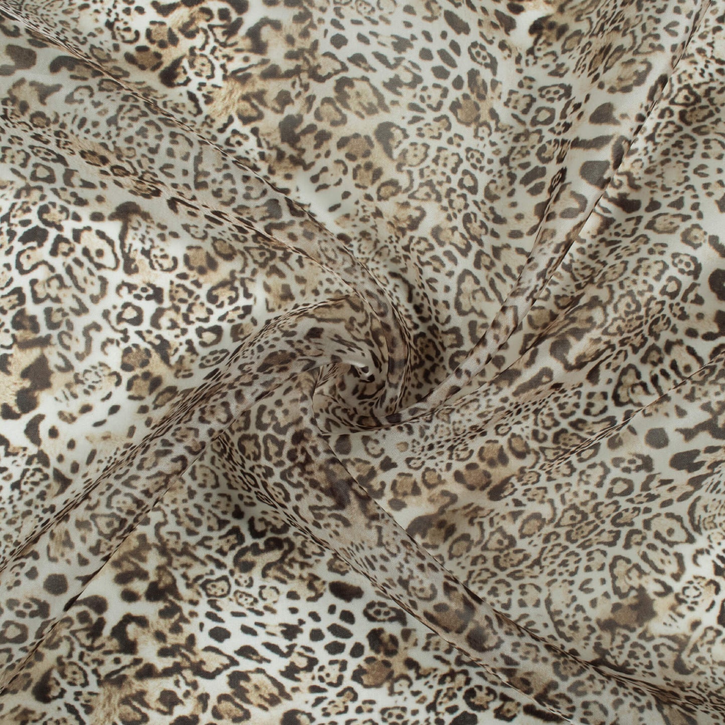 Black And Beige Animal Pattern Digital Print Organza Satin Fabric