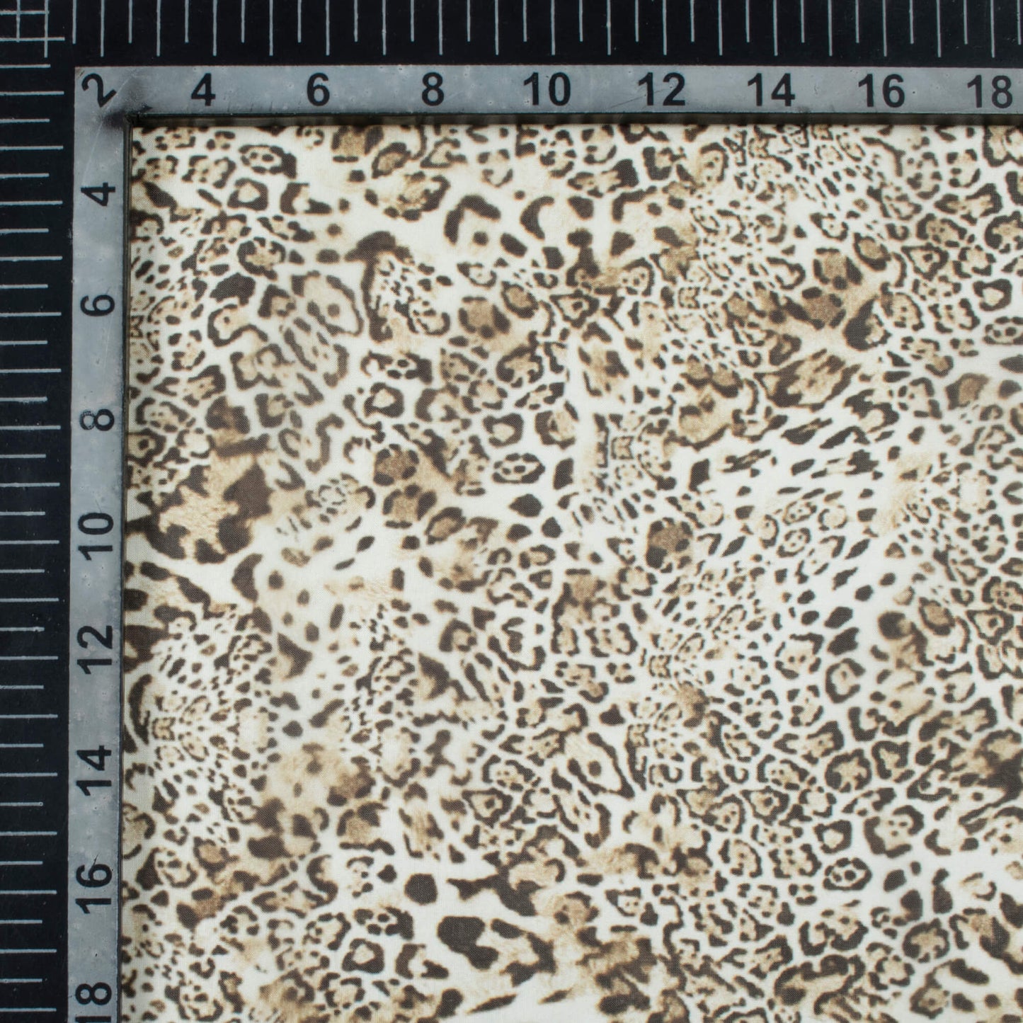 Black And Beige Animal Pattern Digital Print Organza Satin Fabric
